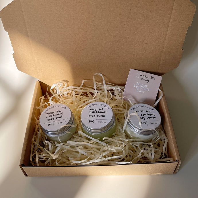 Mini body care gift set (body soap, body scrub and body lotion)