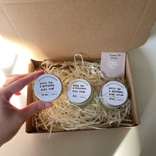 Load image into Gallery viewer, Mini body care gift set (body soap, body scrub and body lotion
