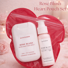 Load image into Gallery viewer, [Preorder] Rose Blush Heart Pouch Set - Hand Sanitiser &amp; Travel Lotion
