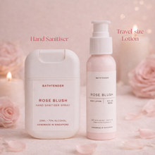 Load image into Gallery viewer, [Preorder] Rose Blush Heart Pouch Set - Hand Sanitiser &amp; Travel Lotion
